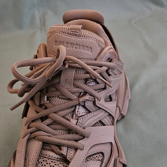 Men's Balenciaga Track Sneaker Dark Tan Leather Mesh Luxury Sneakers Size 8 US - Picture 7 of 16